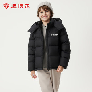 坦博尔2024儿童短款面包连帽羽绒服秋冬保暖运动外套TCF550315Z 黑色 140