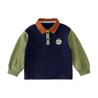 棉花堂童装男童卫衣2024秋装宝宝长袖儿童上衣polo领卫衣时尚 深蓝色 130/64