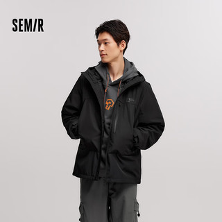 森马（Semir）防护外套|中国国家地理系列羽绒服男三合一2024冬装 黑色（番鸭绒）90001 170/88A/M