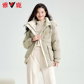 雅鹿羽绒服女短款2024年冬季韩版收腰显瘦大口袋加厚保暖外套 幻影黑 S 【90-110斤】