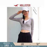 HOLLISTER24秋新款美式辣妹修身假两件叠穿长袖T恤 女 KI339-4166