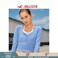 HOLLISTER24秋美式辣妹修身假两件叠穿长袖T恤 女 KI339-4166 蓝色 XS (160/84A)