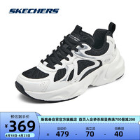 斯凯奇Skechers男女同款老爹鞋绑带运动鞋厚底增高设计感117368 118325 黑色/白色/BKW(女) 37