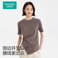 全棉时代2024秋女士针织圆领T恤 175/96A 白色,1件装 浅褐色 165/L