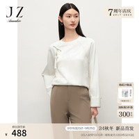 Juzui 玖姿 ·安娜蔻新中式国风提花盘扣上衣女2024秋季 米白 XL