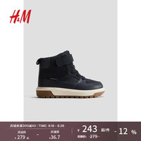 H&M2024秋季童鞋男童纯色夹棉防水高帮运动鞋1183577 黑色005 185mm 30