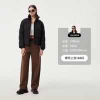 坦博尔 羽绒服女短款立领宽松保暖外套TBF530378Z 黑色