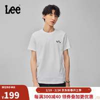 Lee24春季标准版型圆领logo字母印花男短袖T恤潮 白色 L 