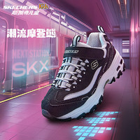 SKECHERS 斯凯奇 奶茶熊男女童运动鞋秋冬加绒黑白熊猫鞋大童休闲鞋996212L 212L椰乳拿铁/BKW 35码