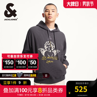 杰克琼斯 杰克·琼斯（JACK&JONES）秋季NBA联名湖人队潮流百搭袋鼠口袋连帽卫衣长款男224333002 黑砂色E44 常规 黑砂色E44 180/100A/L