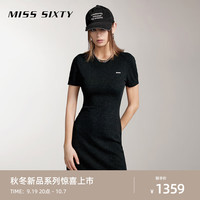 MISS SIXTY2024秋季针织连衣裙女圆领套头修身中长款显瘦百搭 黑色 M