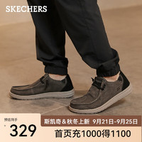 SKECHERS 斯凯奇 男士低帮帆布鞋 66387 黑色 42