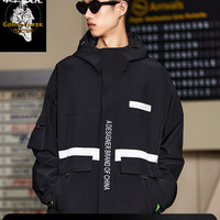 CABBEEN卡宾男装机能工装风外套2022春潮流反光条风衣W 煤黑色01 48/170/M