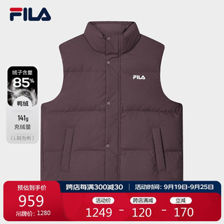 FILA 斐乐 官方男子羽绒马甲2024冬基础简约健身运动立领外套