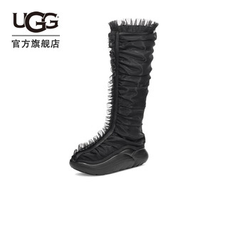 UGG x Collina Strada 秋季女士合作款时尚厚底褶边高筒靴1170914 BLK | 黑色 43