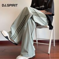 DJ.SPIRIT 条纹速干裤子男士春秋宽松阔腿运动裤青年情侣休闲长裤