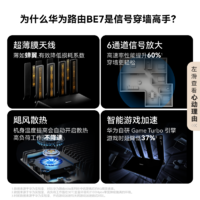 HUAWEI 华为 路由BE7 Wi-Fi 7 6500兆级 超薄膜天线 双2.5GE网口 千兆路由器 无线家用路由器wifi7穿墙高手