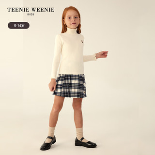 Teenie Weenie Kids小熊童装24秋冬款女童高领花边纯色打底衫毛衣 粉色 130cm