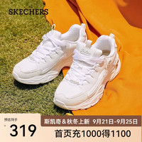 SKECHERS 斯凯奇 珍珠熊老爹鞋女士小白鞋百搭休闲运动896156 白色/银色/WSL