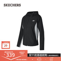 SKECHERS 斯凯奇 女士加绒梭织连帽外套P424W113 碳黑/0018 M