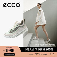 爱步（ECCO）徒步鞋女 24年秋季运动鞋软底轻盈时尚拼接休闲鞋 灵动218263 砂砾灰/抹茶绿/砂砾灰 36