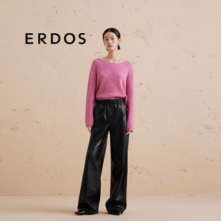 ERDOS 24秋冬休闲百搭直筒长裤时尚松紧腰柔软宽松女休闲裤 黑 155/64A/XS