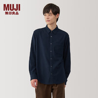 无印良品（MUJI）男式  法兰绒 长袖衬衫 男士衬衣外套 男装上衣秋季 24年秋 藏青色 M (170/92A)