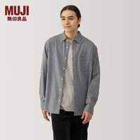 无印良品（MUJI）男式  法兰绒 长袖衬衫 男士衬衣外套 男装上衣秋季 24年秋 灰色 M (170/92A)