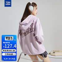 唐狮 TONLION2024秋季女针织连帽印花套头长袖卫衣TB 灰紫 M