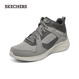 斯凯奇（Skechers）男士绑带高帮休闲运动鞋232407 灰色/GRY 39