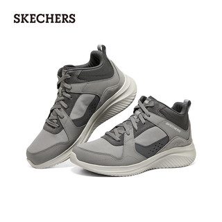 斯凯奇（Skechers）男士绑带高帮休闲运动鞋232407 灰色/GRY 39