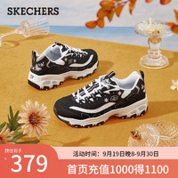 SKECHERS 斯凯奇 熊猫鞋老爹鞋子女休闲刺绣厚底增高百搭复古149466 黑色/白色/BKW