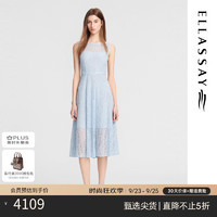 歌力思（ELLASSAY）2024秋季真丝气质蕾丝镂空无袖连衣裙女EWE353Y01200 薄雾蓝 S