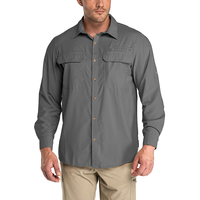 33000 ft 北欧户外速干衬衣男轻薄高透气防水宽松大码夏季长袖钓鱼衬衫031 风暴灰 L 欧码(适合190-205斤)