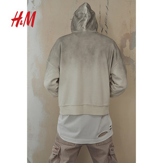 H&M2024秋季男装女装大廓形印花连帽衫1255569 米灰色/Fairfax 170/92