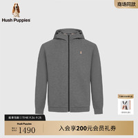 Hush Puppies【舒适休闲】暇步士男装2024秋季保暖透气棉感拉链开衫 麻灰色 XXXL