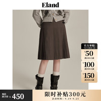 ELAND衣恋半身裙女美拉德中长款经典时髦知性百褶裙春秋 灰色(15)Grey M/165