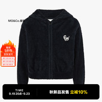 little MO&Co.little moco童装24秋装男女童羽毛纱针织开衫小耳朵连帽外套 黑色  110/56