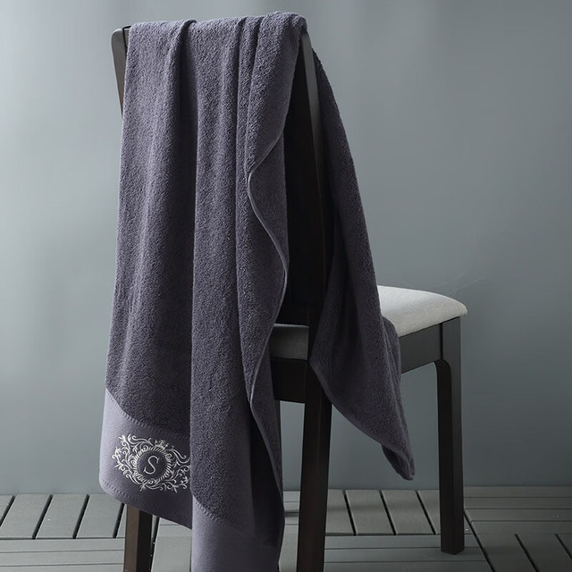 雪仑尔 五星级酒店浴巾全棉大号柔软吸水男女情侣纯棉浴巾加厚 烟灰色 650g （140cm*80cm）