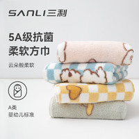 SANLI 三利 颜究所插画毛巾4条吸水速干不掉毛男士女洗脸大面巾 方巾4条装 35*35CM