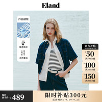 ELAND衣恋牛仔衬衫含莱赛尔凉感短袖24夏 深牛仔色(57)D/Indigo L/170