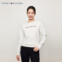 TOMMY HILFIGER24春秋女装纯棉休闲通勤刺绣字母纯色运动圆领卫衣76J4350 白色YBL L