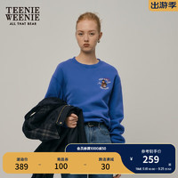 TEENIE WEENIE 小熊秋季圆领套头加绒卫衣复古美式学院风上衣女 蓝色 165/M