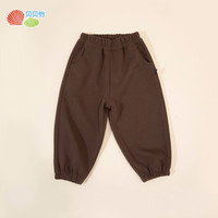 贝贝怡男童休闲长裤子春秋款2024儿童宽松百搭卫裤中大童童装 咖色 100cm