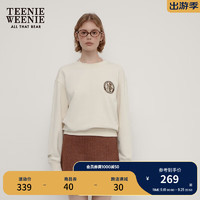 Teenie Weenie小熊卫衣女2024秋休闲学院微宽松舒适卫衣套头衫女 象牙白 170/L