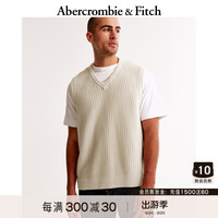 ABERCROMBIE & FITCH男装 24秋季复古宽松缝线无袖针织背心马甲KI120-4164 奶油色 S (175/92A)