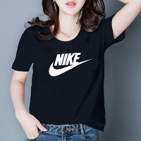 NIKE 耐克 女装夏季新款运动服大logo跑步训练透气舒适休闲圆领短袖T恤 BV6170-010/黑色 S/155