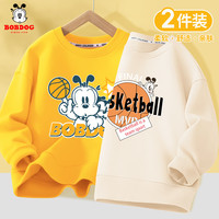 BoBDoG巴布豆男童卫衣儿童秋装宽松休闲上衣舒适套头衫棉质打底长袖中大童童装 黄 搭档巴布+米白 橙球巴布 140