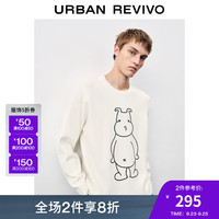 UR2024秋冬男装趣味休闲刺绣图案宽松针织衫UMV930034 象牙白 S