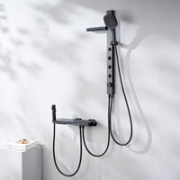 鹰卫浴 YING Bathroom Products 钢琴键大置物平台花洒套装 4D环绕腰喷SPA家用沐浴花洒 枪灰色